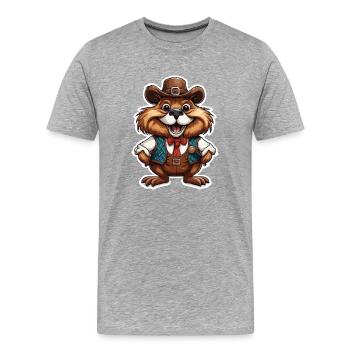Lederhosen / Animal / Traditional costume / Tradition / Beaver - Men's Premium Organic T-Shirt - heather grey - Front - Damien (186cm)