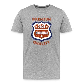 Qualité premium 2021 - T-shirt bio Premium Homme - gris chiné - Devant - Damien (186cm)