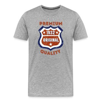 Qualité premium 1932 - T-shirt bio Premium Homme - gris chiné - Devant - Damien (186cm)