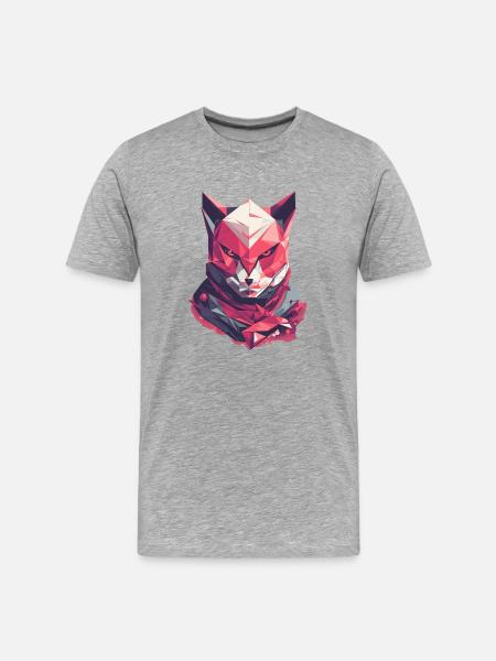 Ikonischer Fuchs 🦊 - Männer Premium Bio T-Shirt - Grau meliert