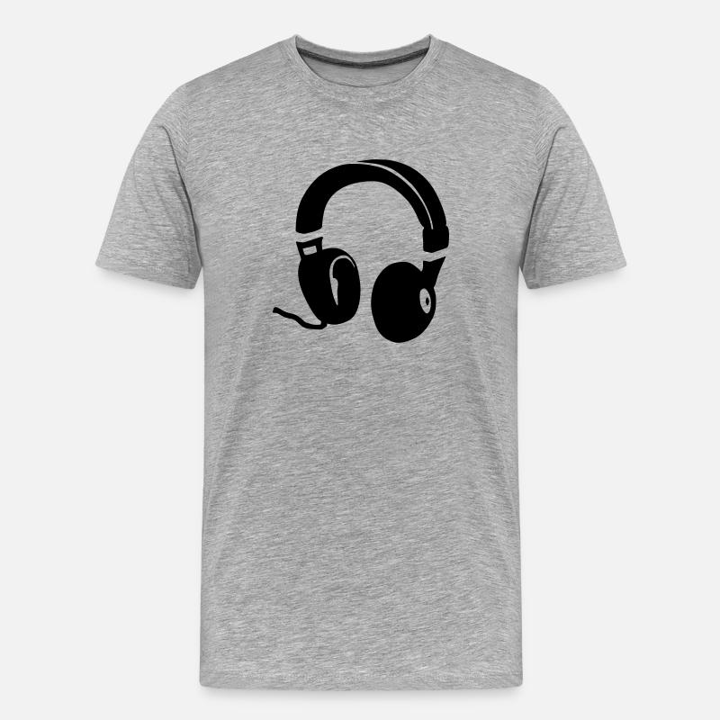 Kopfhörer - Männer Premium Bio T-Shirt - Grau meliert