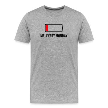 Schwache Batterie – Ich, jeden Monat - Männer Premium Bio T-Shirt - Grau meliert - Vorne - Damien (186cm)