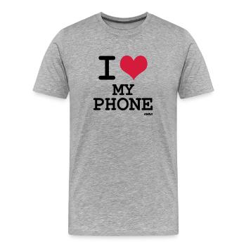 i love my phone by wam - Männer Premium Bio T-Shirt - Grau meliert - Vorne - Damien (186cm)