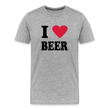 beer - Männer Premium Bio T-Shirt - Grau meliert - Vorne - Damien (186cm)