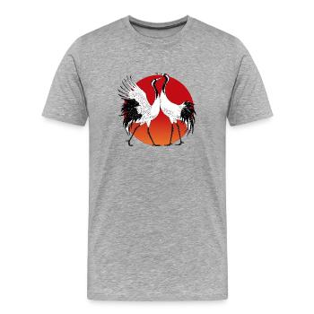 Japon danse des grues au soleil levant - T-shirt bio Premium Homme - gris chiné - Devant - Damien (186cm)