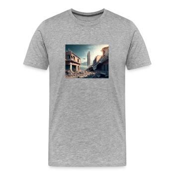 Erdbeben-Überlebende im Weltraum - Futuristisches - Männer Premium Bio T-Shirt - Grau meliert - Vorne - Damien (186cm)