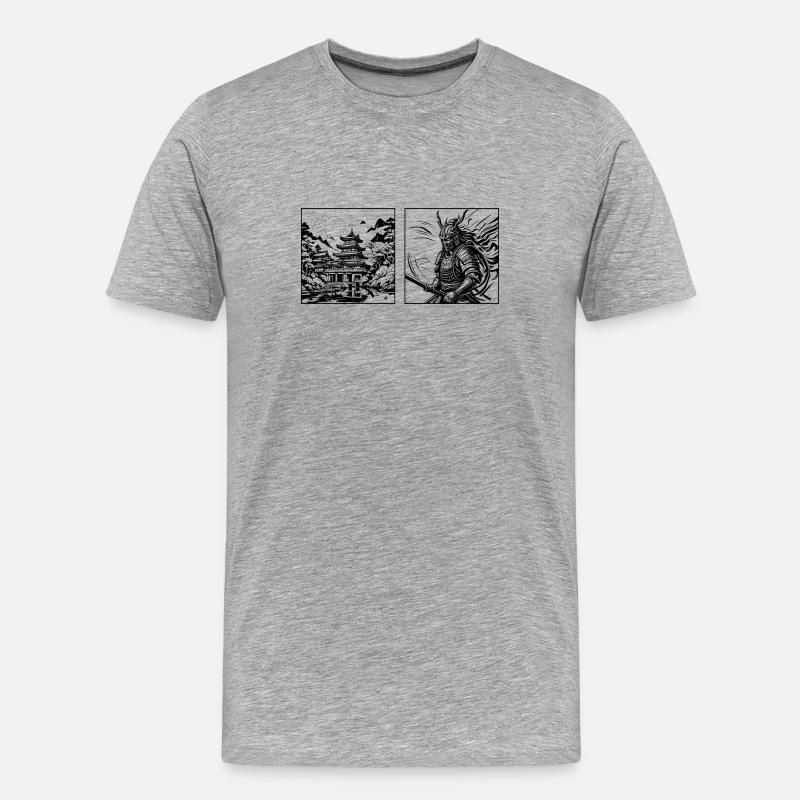 Tempel der Samurai - Männer Premium Bio T-Shirt - Grau meliert