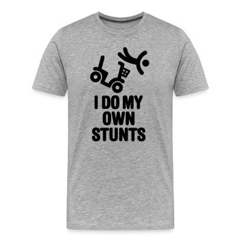 I do my own stunts scooter de mobilité papy grand- - T-shirt bio Premium Homme - gris chiné - Devant - Damien (186cm)