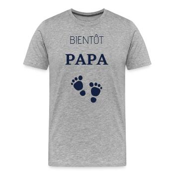 Bientôt papa - T-shirt bio Premium Homme - gris chiné - Devant - Damien (186cm)