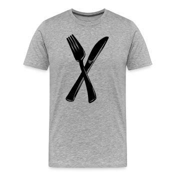 Couteau et fourchette - T-shirt bio Premium Homme - gris chiné - Devant - Damien (186cm)