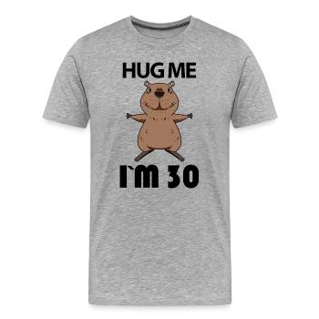 30 ans - 30 ans - Hug - T-shirt bio Premium Homme - gris chiné - Devant - Damien (186cm)