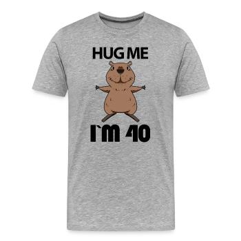 40 ans - 40 ans - Hug - T-shirt bio Premium Homme - gris chiné - Devant - Damien (186cm)