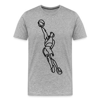 Basketballspieler Skizze - Männer Premium Bio T-Shirt - Grau meliert - Vorne - Damien (186cm)