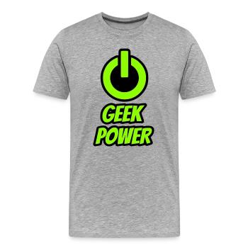 Geek power - Men's Premium Organic T-Shirt - heather grey - Front - Damien (186cm)