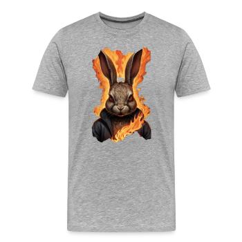 Mystischer Hase in Flammen - Männer Premium Bio T-Shirt - Grau meliert - Vorne - Damien (186cm)