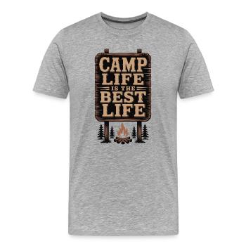 Das Camp-Leben ist das beste Leben - Männer Premium Bio T-Shirt - Grau meliert - Vorne - Damien (186cm)
