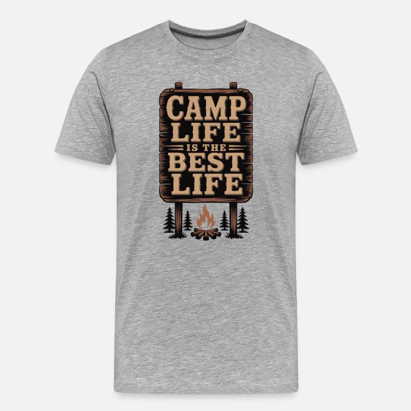 Das Camp-Leben ist das beste Leben - Männer Premium Bio T-Shirt - Grau meliert