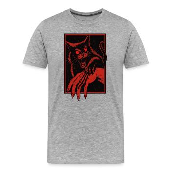 Crimson Fang Cat Assault - Men's Premium Organic T-Shirt - heather grey - Front - Damien (186cm)