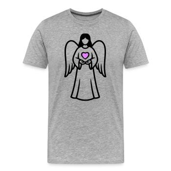 Ange-Couple-avec-Pictogramme-Coeur-3 - T-shirt bio Premium Homme - gris chiné - Devant - Damien (186cm)