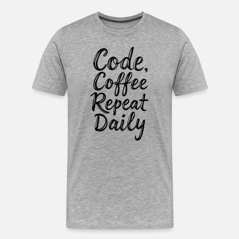 Code Sleep Debug Repeat Programmer Shirt - T-shirt bio Premium Homme - gris chiné