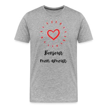 Hallo mein Liebling - Männer Premium Bio T-Shirt - Grau meliert - Vorne - Damien (186cm)