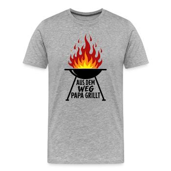 Barbecue Saison du barbecue Papa grillant au grill Papa grillant - T-shirt bio Premium Homme - gris chiné - Devant - Damien (186cm)