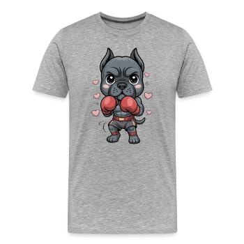  Süßer Boxer Hund Bulldogge Im Ring Mit Roten - Männer Premium Bio T-Shirt - Grau meliert - Vorne - Damien (186cm)