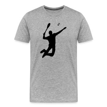 badminton - Männer Premium Bio T-Shirt - Grau meliert - Vorne - Damien (186cm)