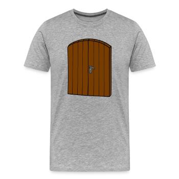 Tür aus Holz - Männer Premium Bio T-Shirt - Grau meliert - Vorne - Damien (186cm)