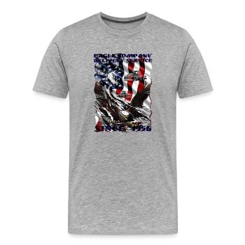 Chemise de camionneur avec aigle sur le drapeau américain - T-shirt bio Premium Homme - gris chiné - Devant - Damien (186cm)
