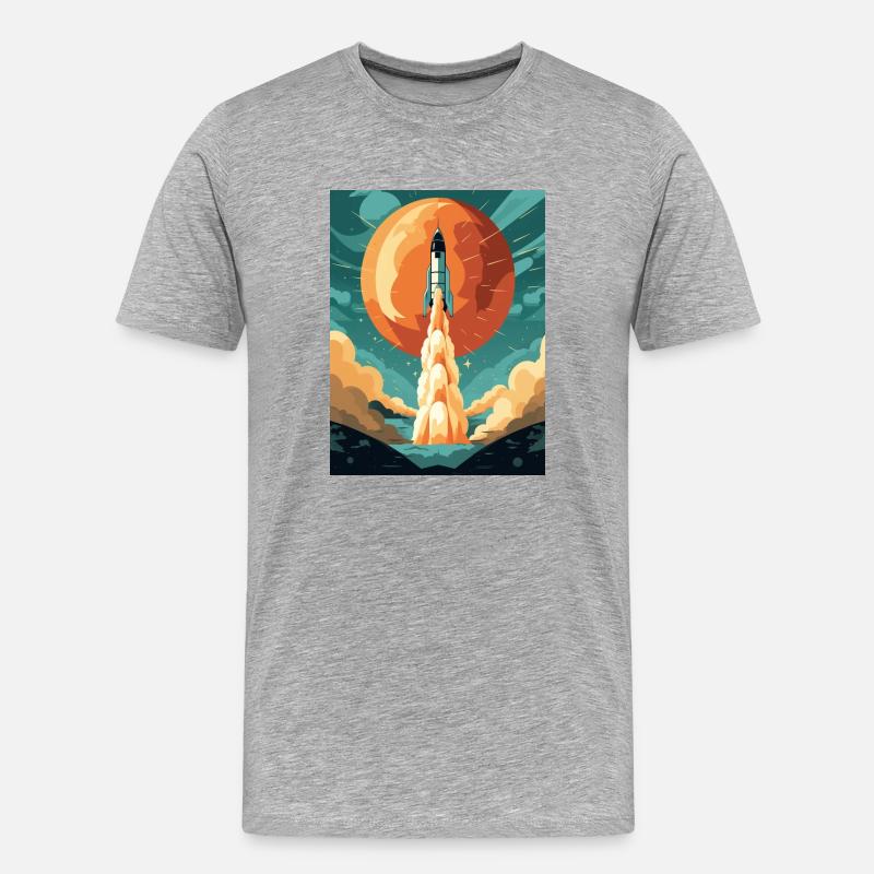 Rocket Launch Raketenstart - Männer Premium Bio T-Shirt - Grau meliert