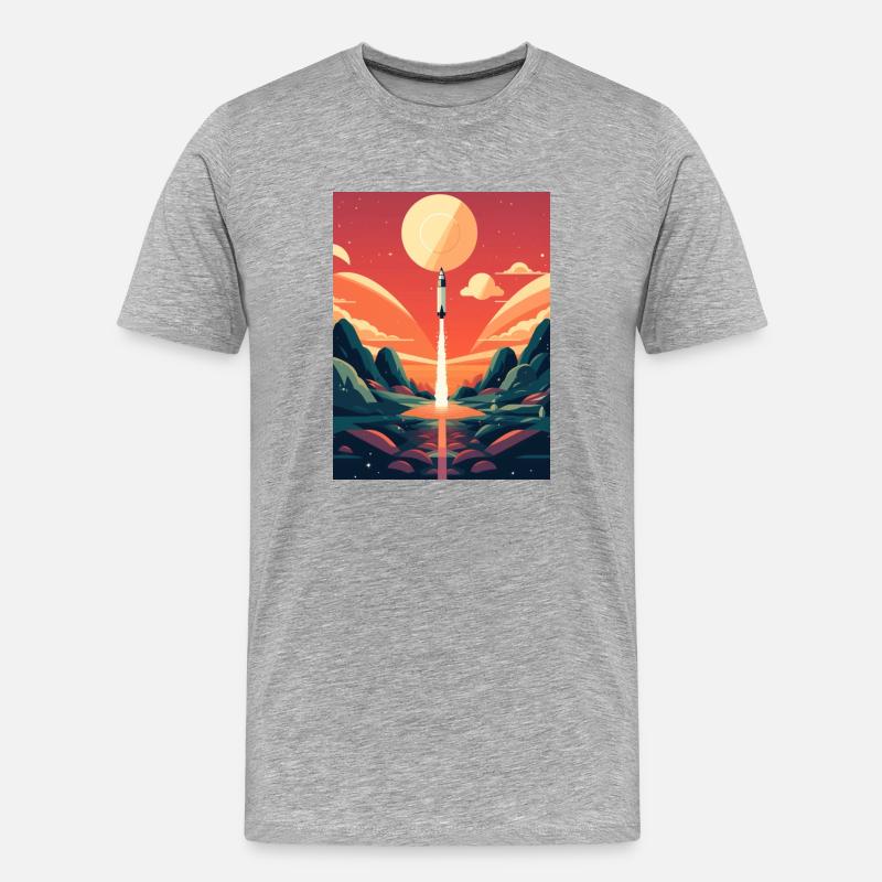 Rocket Launch Raketenstart - Männer Premium Bio T-Shirt - Grau meliert