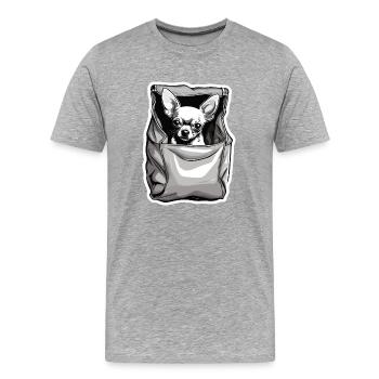 Chihuahua / petit chien / animal / minuscule / race - T-shirt bio Premium Homme - gris chiné - Devant - Damien (186cm)