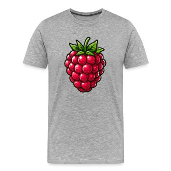 Himbeere, Obst - Männer Premium Bio T-Shirt - Grau meliert - Vorne - Damien (186cm)