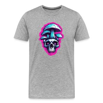 Champignon / Champignon / Prairie / Forêt / Goa / Psy - T-shirt bio Premium Homme - gris chiné - Devant - Damien (186cm)