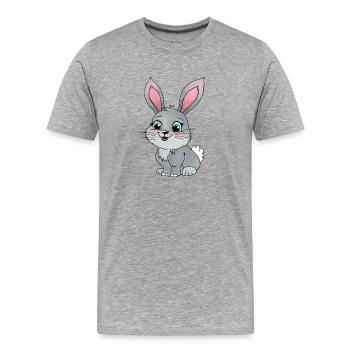 Petit Lapin - T-shirt bio Premium Homme - gris chiné - Devant - Damien (186cm)