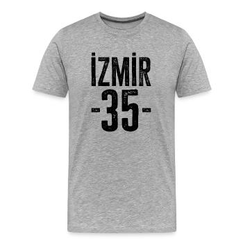 Stolze Türken aus İzmir – Zahl 35 - Männer Premium Bio T-Shirt - Grau meliert - Vorne - Damien (186cm)