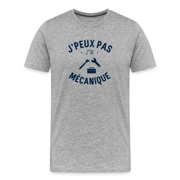 J peux pas j ai mécanique - T-shirt bio Premium Homme - gris chiné - Devant - Damien (186cm)