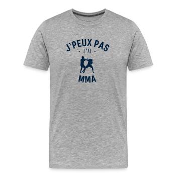 J peux pas j ai MMA - T-shirt bio Premium Homme - gris chiné - Devant - Damien (186cm)