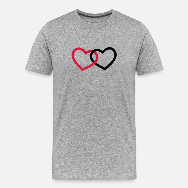 Herzen - Männer Premium Bio T-Shirt - Grau meliert