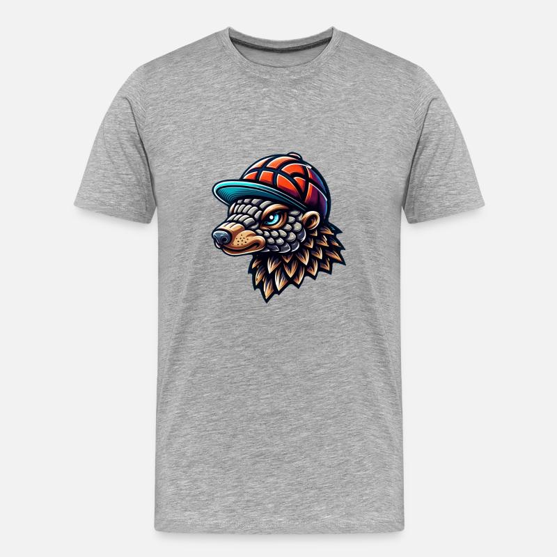 Cooles Pangolin mit Basecap - Männer Premium Bio T-Shirt - Grau meliert