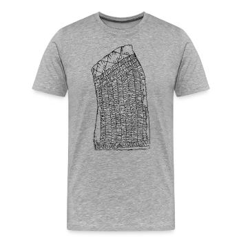 Rök Runenstein, Nordisch, Wikinger, Odin, Thor, - Männer Premium Bio T-Shirt - Grau meliert - Vorne - Damien (186cm)