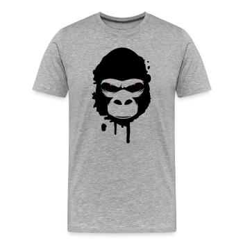 Une tête de gorille Graffiti - T-shirt bio Premium Homme - gris chiné - Devant - Damien (186cm)