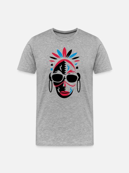 African mask with sunglasses - Men's Premium Organic T-Shirt - heather grey