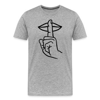 Hand with finger silence hand gesture - Men's Premium Organic T-Shirt - heather grey - Front - Damien (186cm)