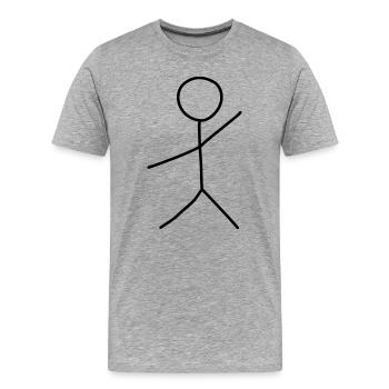 Darstellung eines begrüßenden Mannes - Männer Premium Bio T-Shirt - Grau meliert - Vorne - Damien (186cm)