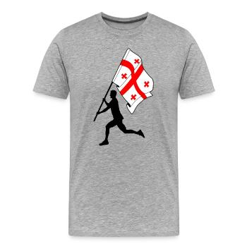 Drapeau Géorgie homme courant - T-shirt bio Premium Homme - gris chiné - Devant - Damien (186cm)
