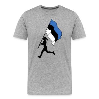 Drapeau Estonie femme courant - T-shirt bio Premium Homme - gris chiné - Devant - Damien (186cm)