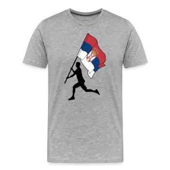 Flag Serbia man running - Men's Premium Organic T-Shirt - heather grey - Front - Damien (186cm)