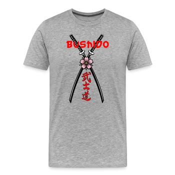 Bushido Power & Honor - Men's Premium Organic T-Shirt - heather grey - Front - Damien (186cm)